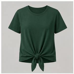 เสื้อยืดคอกลมแขนสั้นสีเขียวป่าสำหรับผู้หญิง รุ่น WTS-0010 - Product Image 1