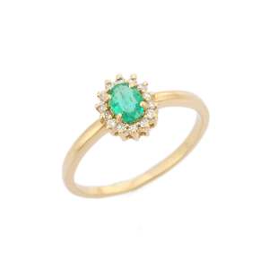 14K Yellow Gold Emerald and <b>Diamond</b> Cushion Cut Constellation <b>Ring</b> for Women - Product Image 2