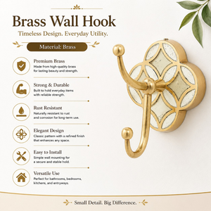 Luxury Brass Wall <b>Hook</b> with <b>Decorative</b> Inlay Geometric Wall Mounted <b>Coat</b> Key Towel Robe Hat Holder Modern Home Entryway decor - Product Image 5