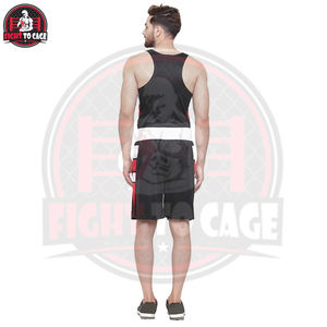 Ensemble deux pièces de combat unisexe (débardeur et short) personnalisable, fabriqué en usine, en polyester/spandex extensible, pour uniforme de boxe d'équipe vierge ou personnalisé - Product Image 4