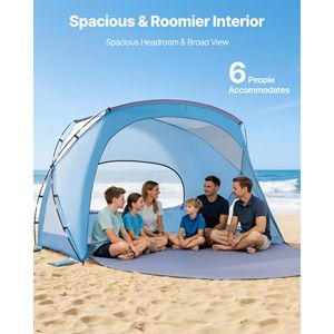 Tenda da Spiaggia Portatile Lightwei per 6 Persone, Protezione Solare UPF 50+, con Borsa per il Trasporto e Tasche per la Sabbia, per Ombreggiatura Estiva - Product Image 3