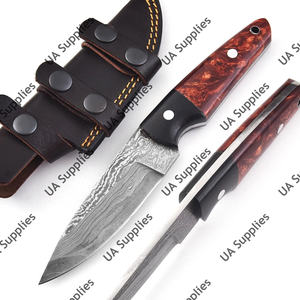 Couteau de chasse et de survie professionnel à lame fixe en acier de Damas forgé à la main, pointe tombante, pour bushcraft, camping, chasse, bricolage, faible MOQ - Product Image 5