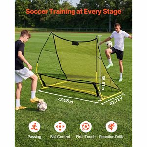 Rete da Calcio Rimbalzante 2-in-1 per Bambini con Pali in Fibra di Vetro Rinforzati e Tubo in Ferro per Allenamento Individuale di Passaggi - Product Image 2