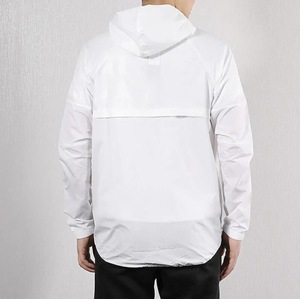 Men's Hooded <b>White</b> Canvas Polyester Windbreaker <b>Jacket</b> Zipper Closure Sporty Style Regular Fit Autumn Outerwear <b>Waterproof</b> - Product Image 2