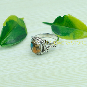 Anillo de Plata de Ley 925 con Gema de Turquesa de Ostra Espinosa Naranja de Alta Calidad, Diseño Hecho a Mano, Anillo de Promesa, Joyería Boho - Product Image 6