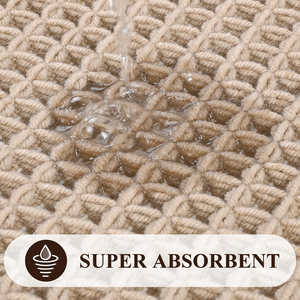 Alfombra de Baño Rectangular Minimalista de Algodón Tejido, Color Beige Sólido, Secado Rápido, Base de Espuma Viscoelástica para el Suelo del Baño - Product Image 6