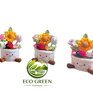 Custom Logo Crochet Potted Plants Handmade Knitted Flowers Yarn Mini <b>Artificial</b> Plant Decor for Home Office Wedding Gifts - Product Image 2