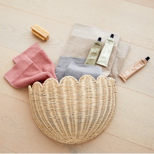 Home <b>storage</b> & decoration hand-weave scallop edge <b>wall</b> <b>basket</b> natural rattan container <b>baskets</b> - Product Image 4