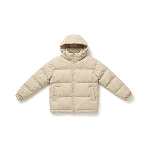 Unisex Custom Color Corduroy Puffer <b>Jacket</b> Winter Thick Zipper Closure Hooded Stand Collar Casual Solid Color Loose Fit Short Le - Product Image 5