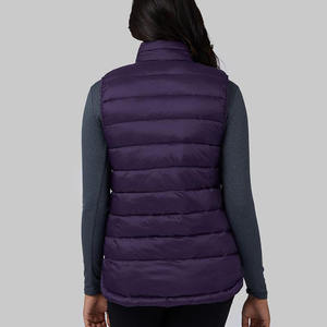 Women's <b>Purple</b> Quilted <b>Vest</b> With Zipper Stand Collar Casual Winter Outerwear Sleeveless Puffer Jacket With Pockets - Product Image 5