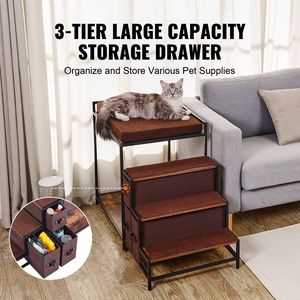 Letto a castello multi-livello per animali domestici con scale, postazione per finestra per cani/gatti, seduta elegante con contenitore, mobili premium per il tuo amico peloso - Product Image 6