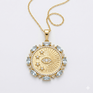 Collier pendentif de luxe en argent sterling S925 avec topaze bleue et zircon pour femme - Cadeau de mariage, bijoux de fête - Product Image 2
