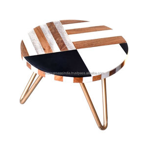 Elegante mesa auxiliar de madera y patas de metal, perfecta para la decoración del hogar y la Oficina, Muebles de acento resistentes, elegantes y funcionales - Product Image 4