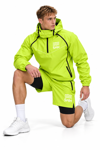 Custom Neon <b>Green</b> Hooded Sauna Suit Men Half Zip Sweat Training Top 2 in 1 Shorts Reflective <b>Gym</b> Workout Weight Cut Fitness <b>Set</b> - Product Image 4
