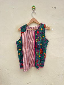 Gilet matelassé indien fait main 100 % coton, écologique, respirant, séchage rapide, anti-plis, pour automne-hiver - Product Image 3