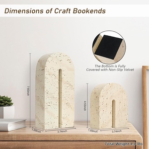 Minimalist Stone Bookends Geometric Shape Marble Material 2Pcs Decorative <b>Shelf</b> Accessories - Product Image 2