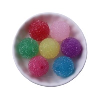 Manik-manik resin imitasi berlian warna-warni campuran 20MM 100 pcs dengan bunga besar untuk kalung chunky perhiasan