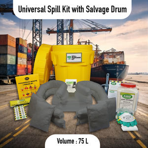 Kit Universal para Derrames, Tambor de Rescate de 75 Litros (20 Galones), Kit de Limpieza de Derrames de Aceite, Combustible y Productos Químicos con Almohadillas Absorbentes, Calcetines y EPP - Product Image 2