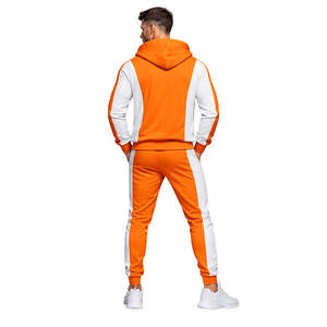 Conjunto Deportivo con Capucha Naranja para Hombre, Chaqueta y Pantalones con Paneles en Contraste, Ropa Deportiva para Correr, Entrenamiento, Gimnasio, Fitness, Conjunto Casual para Trotar - Product Image 5