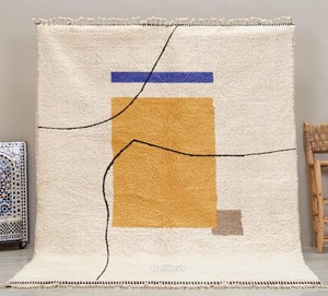 Tapis persan vintage Beni Ourain, couverture de mariage marocaine, 100% laine, tapis noué à la main pour adultes, maison et voyage - Product Image 1