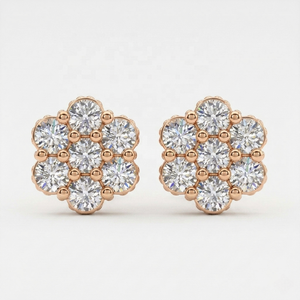 10.60mm Floral Cluster Moissanite <b>Stud</b> <b>Earrings</b> 925 Sterling Silver Gold Plated Iced Brilliant Cut Luxury Wedding & Party Gift - Product Image 3