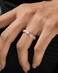 Marquise Cut Lab Grown Diamond <b>Stacking</b> Band Ring For Women's 14K Rose Gold Lovers Anniversary Party Gift For Partners - Product Image 6