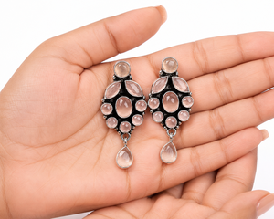 Fashion Zircon Oxidized <b>Silver</b> <b>Dangle</b> <b>Earrings</b> | Teardrop Drop Statement <b>Earrings</b> | Wholesale Jewelry - Product Image 2