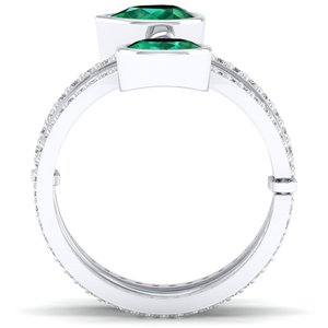 เครื่องประดับ REYES ทำมือจากทองคำแท้ 14K ประดับเพชรโมอิสซาไนต์ GRA Certified  แบบกำหนดเอง น้ำหนัก 1.25 กะรัต รูปทรงมรกต แหวนแบบซ้อนได้สำหรับผู้หญิง - Product Image 4