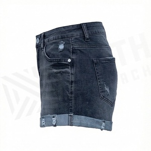 Elegantes Shorts de Mezclilla para Mujer, Cintura Alta, Rotos, Casuales, Moda de Verano, Ropa Urbana, Color Personalizado, Prenda Única - Product Image 3