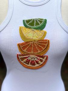 Expédition rapide - En stock - Hauts décontractés d'été - Coupe ajustée - Taille élastique - Broderie en maille - Perles - Coton non tissé - Respirant - Product Image 2