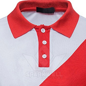 Camiseta de Hombre con Bloques de Color, Manga Corta, Tejida, Transpirable, de Secado Rápido, Informal, 100% Algodón, Rojo, Blanco, Azul Marino - Product Image 3