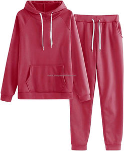 Conjuntos de dos piezas para mujer Diseño Sudadera con capucha de lana de peso pesado Sudadera femenina 400Gsm Algodón Bordado personalizado Sudaderas con capucha para mujer - Product Image 2