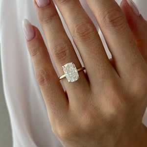 5 Carat Elongated Cushion Diamond <b>Solitaire</b> <b>Ring</b>, 14k Yellow Gold Minimalist Engagement <b>Ring</b>, IGI Certified - Product Image 1