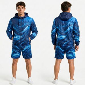 Metallic Bronze <b>Camouflage</b> Men Windbreaker Short Sets Lightweight Nylon Water Resistant Mesh Lined Windbreaker Short Sets - Product Image 3