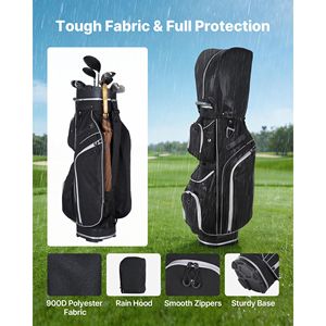 Borsa da golf con divisorio superiore a 14 scomparti e tasche portaoggetti a tutta lunghezza - Materiale PU per lo sport - Tracolla e copertura antipioggia - Product Image 4