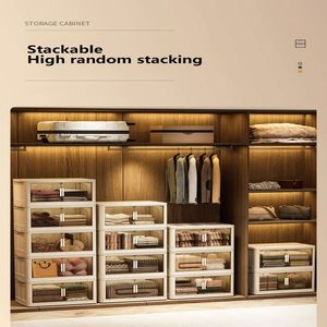 19.69\" Side Wide Folding <b>Storage</b> Cabinet 3 Tiers 11.81\" 31.1\" Collapsible <b>Storage</b> Bins Magnetic Door <b>Clothes</b> Organiser - Product Image 1
