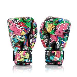 Guantes de Boxeo Ligeros de Cuero con Estampado de Sublimación Colorido, Cierre de Gancho y Bucle, Equipo de Protección Unisex de Moda, Conjunto Combinado - Product Image 3