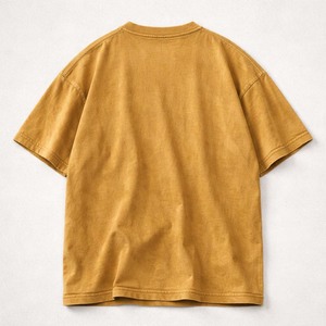 เสื้อยืดคอตตอนสีมัสตาร์ดฟอกสีสไตล์วินเทจสำหรับผู้ชาย เสื้อยืดลำลองแนวสตรีทแวร์ เสื้อเปล่าสำหรับฤดูร้อน - Product Image 2