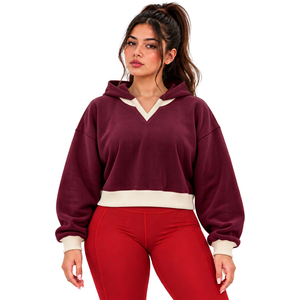 Sudadera Corta Personalizada de 380GSM al por Mayor para Marcas de Ropa Femenina, Minoristas de Moda en EE. UU., Suministro de Felpa Francesa - Product Image 3