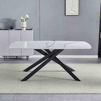 Table à manger extensible en céramique avec plateau en céramique et pieds en métal