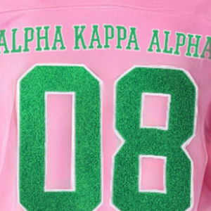 AKA Oversized Chenille Football Jersey Tee Pink Greek Sorority Apparel Women Premium Cotton - Product Image 5