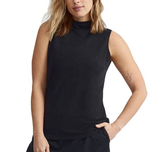 2026 Womens Black <b>Mock</b> <b>Neck</b> Tank <b>Top</b> Slim Fit Casual Vest for Summer Street Style Layering and Daily Wear - Product Image 3
