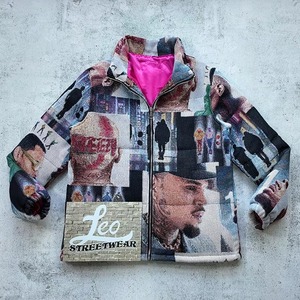 Chaqueta Acolchada Negra Unisex de Talla Grande con Cuello Alto y Estampado por Sublimación Personalizado de Alta Calidad - Product Image 1