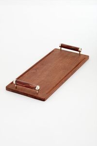 Plateau de service rectangulaire en bois fait main avec finition en bois naturel, plateau de service alimentaire et de petit-déjeuner polyvalent et durable pour la maison - Product Image 6