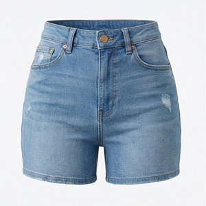 Custom Quality Mid Waist Skinny Fit Customized Color Denim Shorts <b>Women</b> Summer Fly Zip <b>Back</b> Pockets Trend Garment _1 - Product Image 1