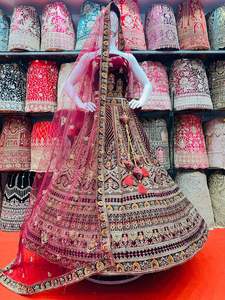 "Winter Wedding Lehenga Choli: <b>Mirror</b> Work, Jarkan Stones, Heavy Flair & Dupatta for Stunning Winter Bridal Style" - Product Image 2