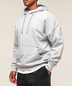 Sudadera con Capucha Extra Grande para Hombre, Color Sólido, Felpa, Informal, Gris, Manga Larga, para Otoño - Product Image 3