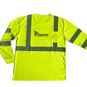 เสื้อสะท้อนแสงแบบมองเห็นได้ชัดเจน 180 GSM โพลีเอสเตอร์เคลือบ PU ชุดทำงานแบบมองเห็นได้ชัดเจนสำหรับงานก่อสร้าง - Product Image 3