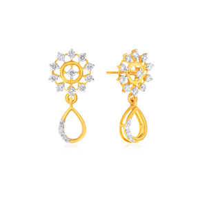Pendientes de Oro Amarillo de 14K con Diseño Floral Circular y Diamantes Cultivados en Laboratorio, Joyería Fina de Diseño para Mujer, Venta al Por Mayor - Product Image 2