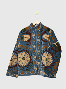 Chaqueta de Terciopelo Bordada Estilo Bohemio, Manga Larga, Cuello Mandarín, Estampado Floral, Talla Grande, Ropa de Otoño para Mujer - Product Image 3